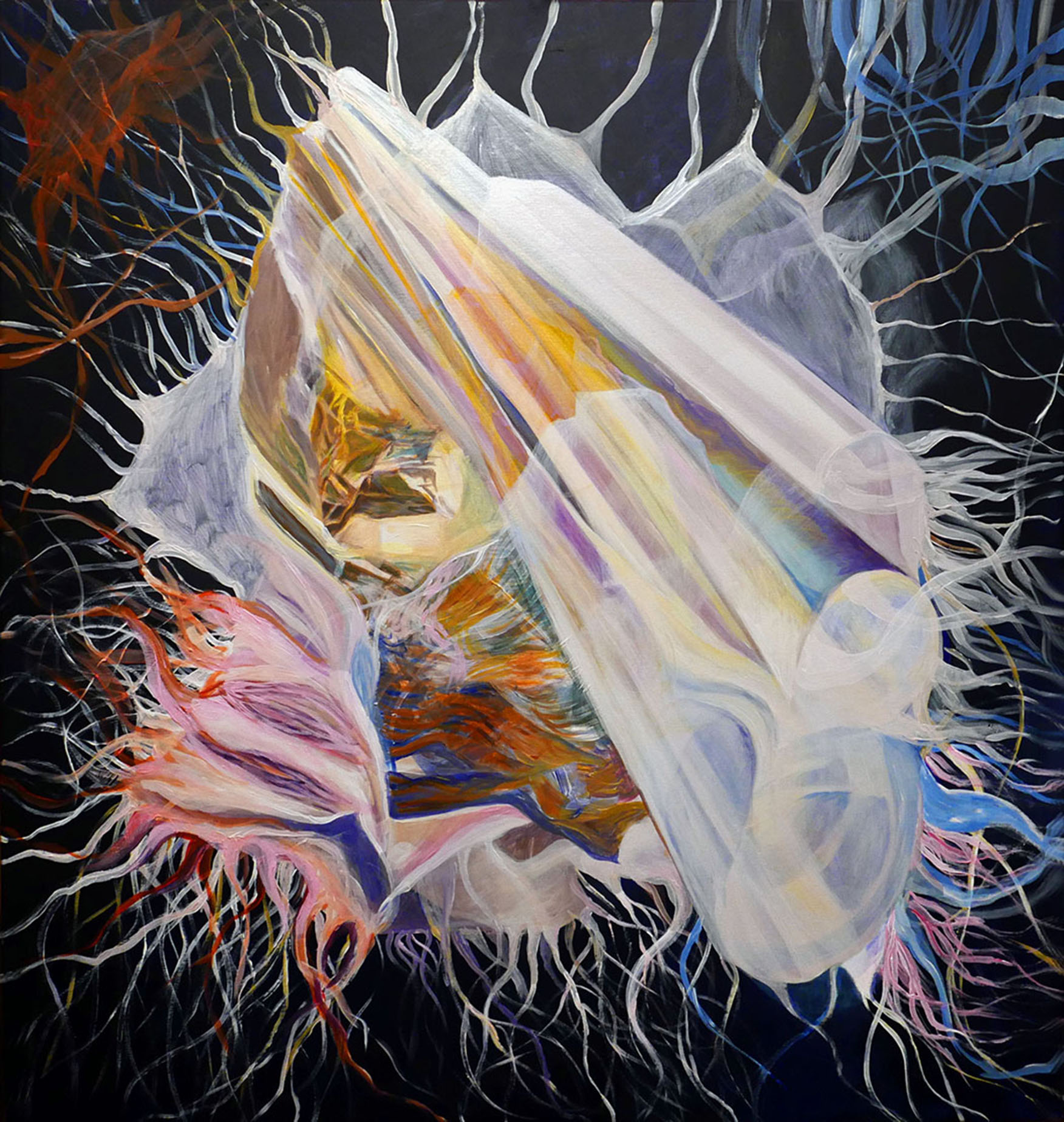 Morph Mode, 90/ 85 cm, acrylic, oil on canvas, 2018