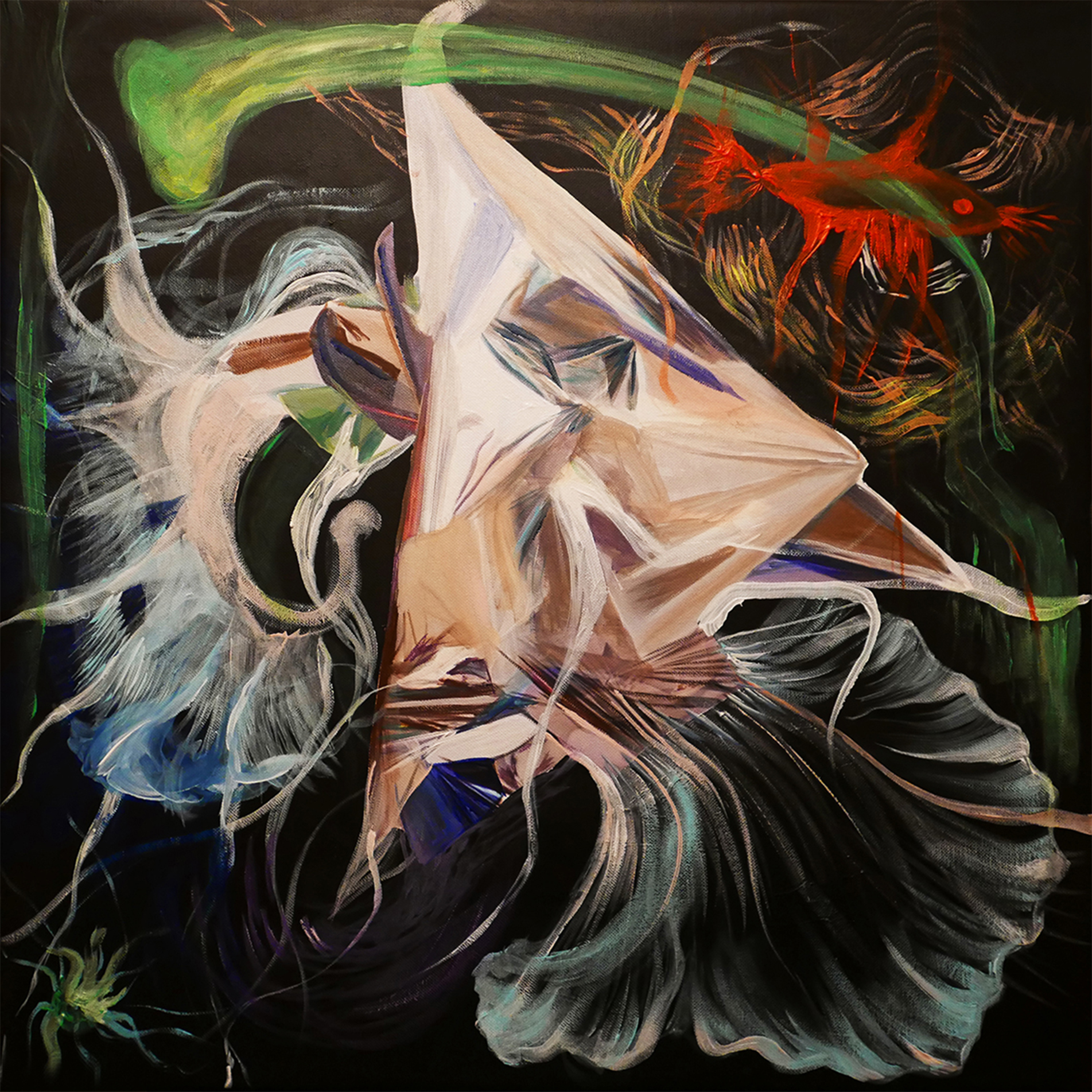 Tank mode, 60/ 60 cm, acrylic, oil on canvas, 2018